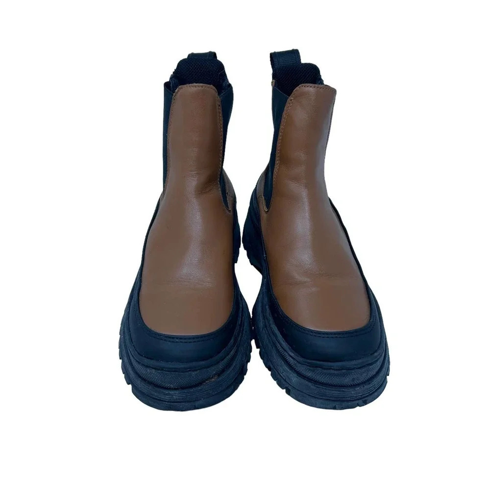 LAST Trail Chelsea‎ Boots Leather/Rubber Foxing Tan Platform Size 36 US 5.5 - Picture 3 of 9